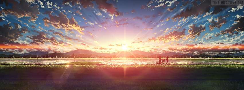 Anime Original Sunset Walk Facebook Cover Photo