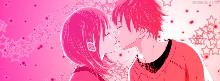 Anime Romantic Love Kiss Facebook Cover Photo