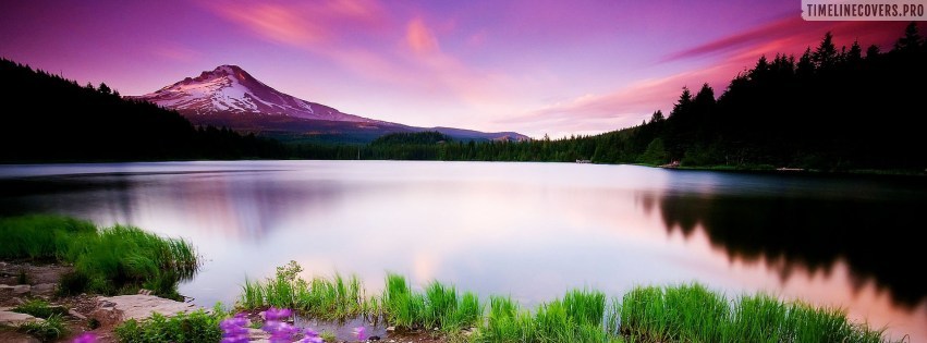 Beautiful Natural Lake Dressed in Pink Facebook Cover Photo