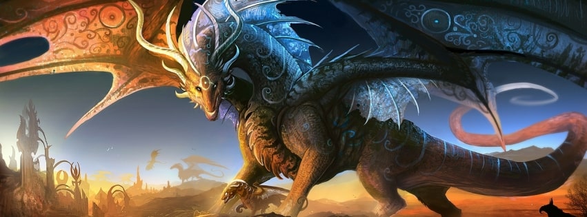 Blue Fantasy Dragon Facebook cover