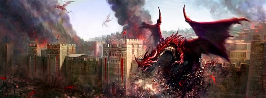 Fantasy Dragons Destroying a City Facebook cover