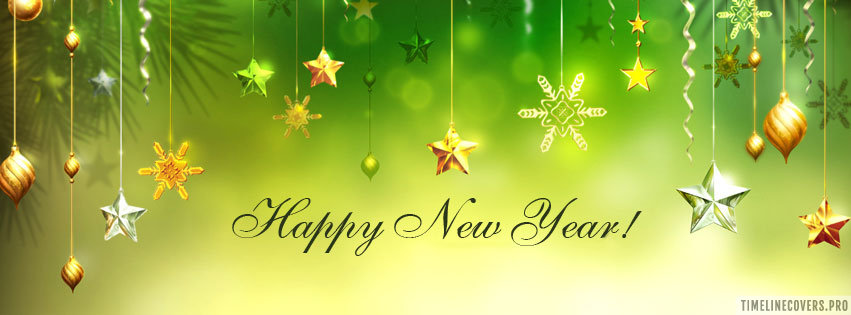 Happy New Year Green Facebook Cover Photo