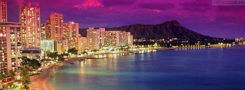 Hawaii beach by night Facebook cover