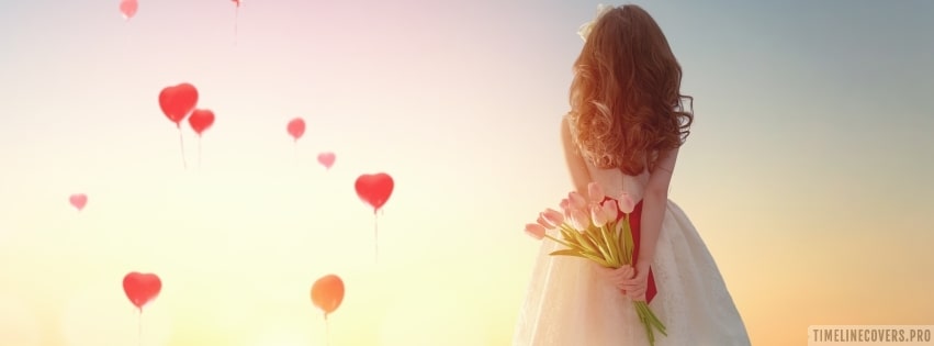 Little Girl With Tulips Facebook Cover