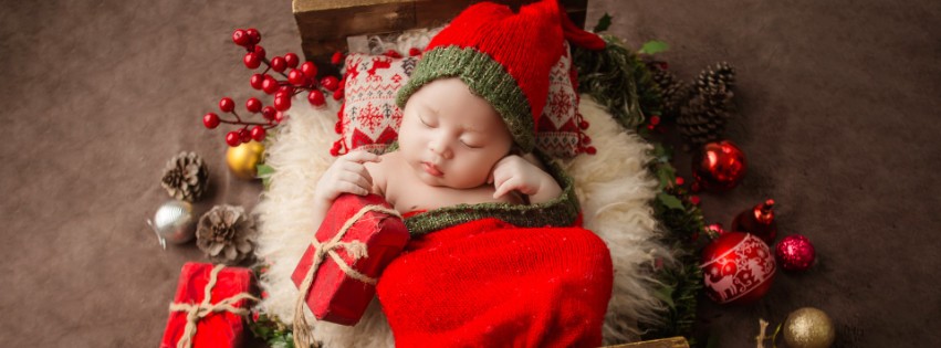 Newborn Photoshoot Christmas Theme Facebook Cover Photo