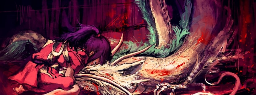Spirited Away Girl and Her Dragon Facebook cover